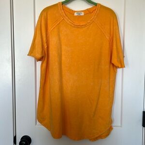 XL Zenana Mineral Wash Orange Shirt